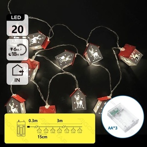 Ghirlanda luminosa a batterie 3AA, cervo in legno sospeso, bianco caldo, - ideale per decorare spazi natalizi e creare atmosfera - Product Image 1