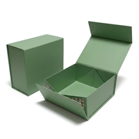 Boîte cadeau en papier magnétique verte avec logo personnalisé de luxe, matériaux recyclables, boîtes d'emballage rigides pliables
