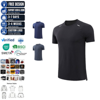T-shirt de musculation à rayures diagonales sur les épaules avec fentes latérales, col rond, manches courtes, style sport uni, vêtements de sport décontractés