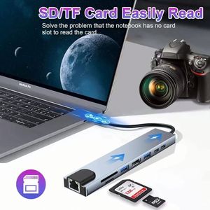 Cheap Price 4K HDTV Hub Type <b>C</b> Adapter 8 In 1 <b>USB</b>-<b>C</b> Adapter Cable Data Transfer Charging Station - Product Image 5
