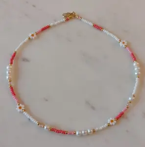 Venta al por mayor de moda personalizada Bohemia playa flor cristal semilla cuenta cobre 18K oro gargantilla perla collar joyería para mujer