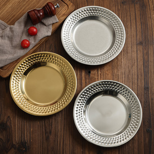 Xicheng 304 Stainless Steel Hammered Plate Diamond Pattern Snack Salad Dessert Tray 80-110mm - Product Image 4
