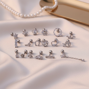 16G Edelstahl mit Zirkonia-Ohrstecker für Knorpel, Helix, Tragus, Ohrläppchen-Piercing, Gold-Ohrschmuck-Accessoires - Product Image 5