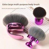 Pinceau tampon portable multi-usage à tête champignon en nylon avec manche en plastique pour poudre libre, fard à joues, lotion corporelle et maquillage - 1 pièce
