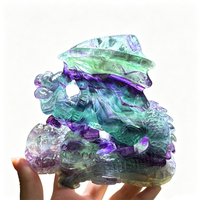 Figurine de dragon sculptée en fluorite arc-en-ciel rayée, dragon volant en fluorite naturelle colorée pour collection et décoration intérieure, vente en gros