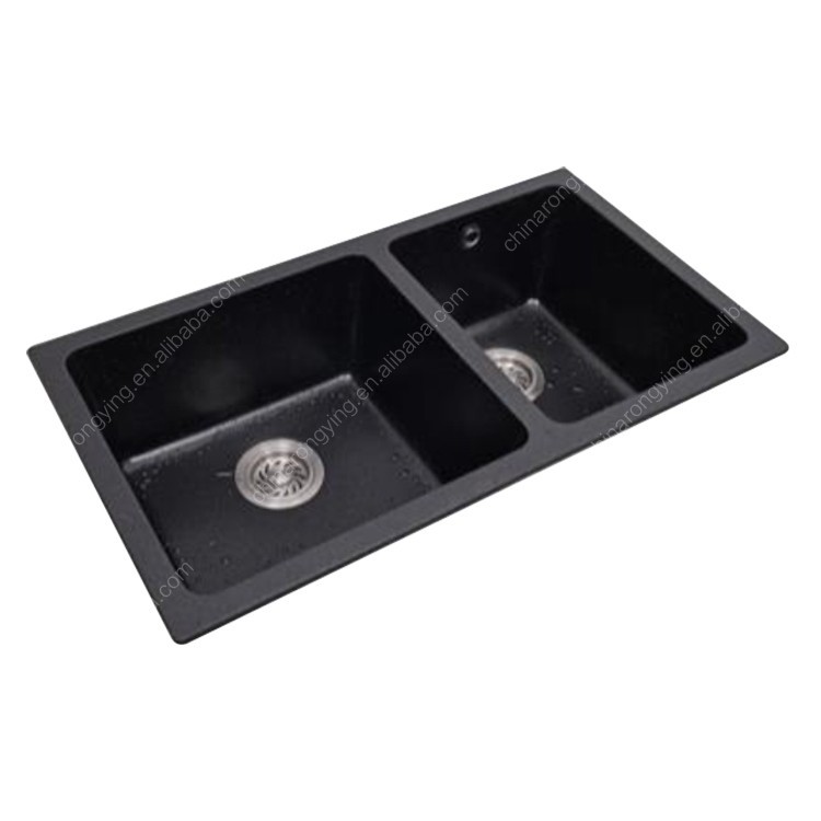 Évier de quartz noir, quartz simple d&amp;amp;amp;#39;évier de cuisine, évier de cuisine en pierre de quartz