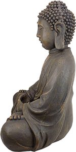 La Estatuilla de la resina de meditación Buda de la gran templo jardín estatua medio 66 cm Polyresin oscuro piedra - Product Image 5