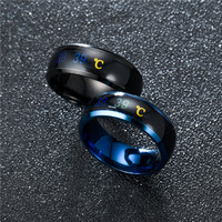 Anillos pour hommes vente en gros de couleur changeante bagues numériques à détection de température corporelle intelligente bagues bijoux en acier inoxydable pour hommes