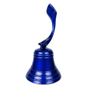 Cloche de bateau nautique bleu profond moderne, cloche marine à corde, cloche décorative murale, cloche maritime côtière pour la maison en aluminium - Product Image 1