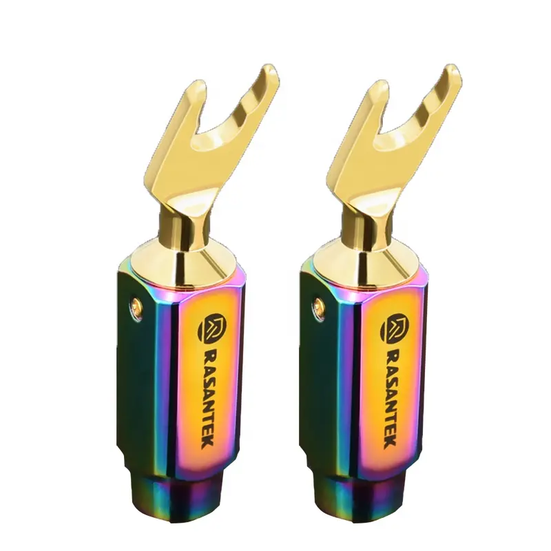 Manufacture Colorful Banana Plug 24K Gold-plated Female Speaker Spade Y Banana Connector for Audio Jack Speaker Plugs