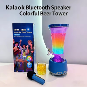 Disfruta de la cerveza o las bebidas escuchando <span class=keywords><strong>música</strong></span> y cantando <span class=keywords><strong>canciones</strong></span> con un altavoz inalámbrico Bluetooth con micrófono. - Product Image 2