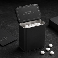 Grande boîte carrée noire en métal pour menthe, personnalisable, avec couvercle à charnière, vente en gros
