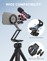 Support de téléphone magnétique puissant Lamicall STTP07, entièrement en alliage d'aluminium, pliable, format de poche, avec anneau de maintien et crochet pour bureau et voyage