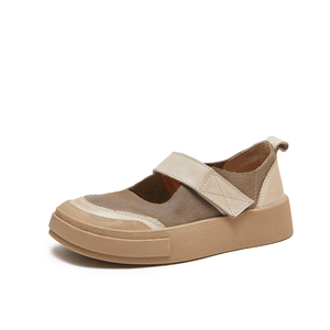 Ngón Chân Vuông Da Bò Mùa Hè Nhật Bản Hàn Quốc Phong Cách Giản Dị Giày Người Phụ Nữ Đi Bộ Giày Người Anh Vải Hợp Thời Trang Giày Bán Buôn Tùy Chỉnh - Product Image 1