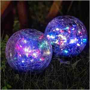 Solar Crackled Ball <b>Garden</b> <b>Hanging</b> Landscape Lamp IP65 Waterproof No Wiring Needed Outdoor Pathway Lamp - Product Image 5