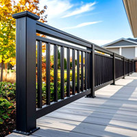 Fabricant de balustrades en aluminium noir thermolaqué au design moderne pour balcon résidentiel, sans entretien, taille personnalisée