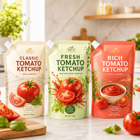 Voedselveilige, op maat bedrukte staande spuitzak voor tomatenketchup, saus, jam, mayonaise en voedselverpakkingen