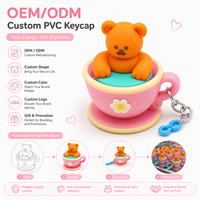 Porte-clés personnalisés mignons en PVC, jouets de bain flottants (ours, canard) et capuchons de clavier