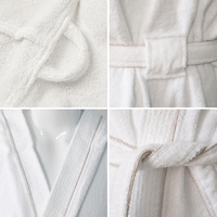 Peignoir en pur coton éponge, col kimono, blanc, épais et doux, pour massage et sport, unisexe, avec ceinture, directement de l'usine