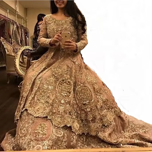 ATIYA LIBAS Lehenga Choli Tradicional Indio/Pakistaní, Elegante, de Acetato, Top Largo con Bordado Zardozi de Alta Calidad - Product Image 6