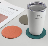 Sous-verres en cuir PU souple en gros, personnalisables avec logo, imperméables, pour café, bière, boissons – Cadeau promotionnel d'entreprise