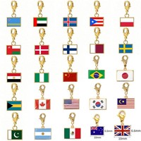 Bracelet chaîne DIY en acier inoxydable avec breloque drapeau personnalisé des pays du monde 2026 pour la création de bijoux sportifs pour femmes et hommes