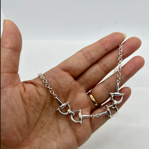 Joyería de moda 925 plata esterlina <span class=keywords><strong>suerte</strong></span> caballo Snaffle Bit caballo tachuela gargantillas Collar para mujer - Product Image 2