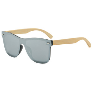 Lunettes de soleil polarisées avec branches en bois de bambou, unisexe, sans monture, protection UV400, type 3, verres TAC - Product Image 3