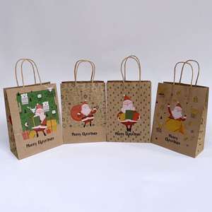 Bolsas de Regalo Navideñas de Papel Kraft Marrón Ecológicas con Asas, para Fiestas, Disponibles al por Mayor, Precio de Fábrica, Envío Rápido - Product Image 3