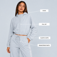 Ensemble 2 pièces de protection solaire UPF50+ pour femmes : veste courte à capuche et pantalon à cordon de serrage avec ourlet ajustable, survêtement anti-UV pour l'extérieur, ODM