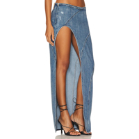 Jupe en jean élastique en forme de A personnalisable de haute qualité pour femmes, taille haute, décontractée, fendue, respirante, été, vente chaude