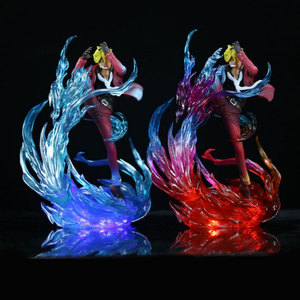 Figura de Anime de One Piece, <span class=keywords><strong>Vinsmoke</strong></span> Sanji, Pierna del Viento Demonio, Estatua Luminosa, Hielo Azul y Fuego Rojo, Modelo Coleccionable de PVC, Juguete de Regalo - Product Image 1