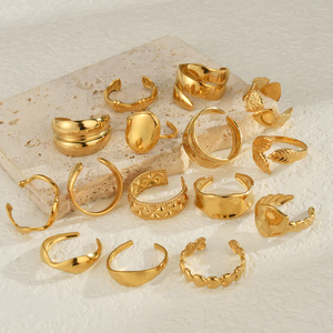 แหวนเปิดสไตล์คลาสสิก เรียบง่ายและทันสมัย ชุบสแตนเลส 304 สีทึบ เครื่องประดับสำหรับใส่ในชีวิตประจำวัน - Product Image 5