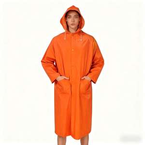Traje Impermeable de <span class=keywords><strong>PVC</strong></span> y Poliéster Naranja de Alta Calidad, Chaqueta y Pantalones Impermeables Reutilizables para Trabajo Industrial - Product Image 1