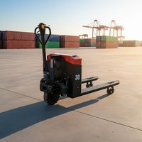 Chariot à palettes électrique tout-terrain personnalisable de 3 tonnes, chariot à palettes rouge pour la logistique d'entrepôt