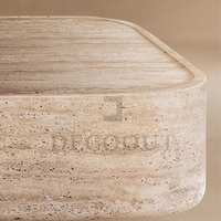 Table basse moderne et durable en travertin de marbre avec plinthe de haute qualité pour meubles de salon