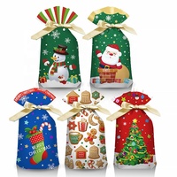 Sac en plastique rectangulaire 15*23cm avec cordon et ruban, étanche et écologique, idéal pour cadeaux et bonbons - Vente directe usine transfrontalière pour Noël