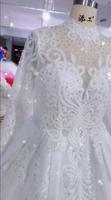 Robes de Mariée de Luxe 2023 à Col Montant, Manches Longues et Jupe Moelleuse Scintillante, Robes de Princesse pour Mariée Africaine