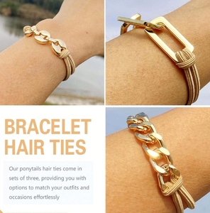 Nouveau à la mode de haute qualité en acier inoxydable chaîne cheveux cravates Y2k mignon doux Cool Style doux élastique cheveux cravates Bracelets - Product Image 5