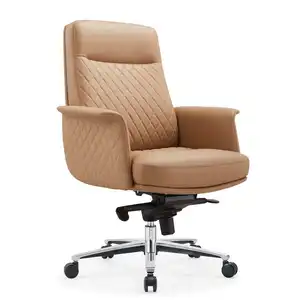 Mid Back 10 Years Warranty High Back PU Leather Chair With Back Locking Mechanism Boss Desk Reception Leather Chair