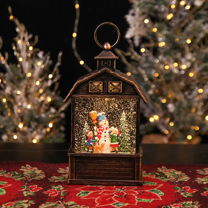 The New Listing Wholesale Christmas Decoration Lighted Christmas Plastic Lamp Water Globe Snow Lantern