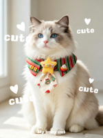 Bavoir pour animaux de compagnie style coréen Étoile de Noël, à rayures et petit nœud papillon, pour chats et chiens, mignon, protège-salive et cache-cou, toutes saisons