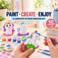 Kit de peinture au plâtre DIY OEM ODM sur le thème de la licorne, ensemble d'artisanat pour enfants avec des peintures vibrantes et des pinceaux