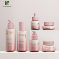 Emballages cosmétiques en verre ambré mat givré de luxe, flacons de lotion et pots de crème, ensembles de soins de la peau haut de gamme, compte-gouttes pour huiles essentielles
