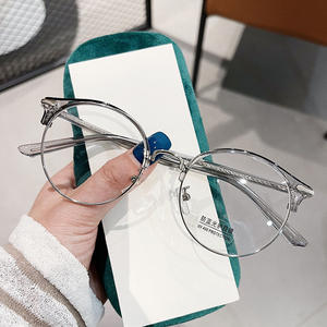 Nouvelles lunettes anti-lumière bleue TR90 demi-cerclées, monture ronde en métal, unisexe, verres PC, protection UV S1 22015 - Product Image 1
