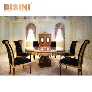 Französisch Neue Design Neoklassischen Intarsien Esszimmer Möbel Antike Wunderschöne Holz Carving Runde Esstisch Für 6 Menschen