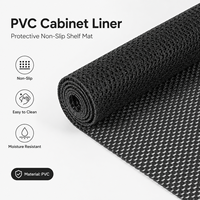 Tapis de protection noir en PVC à mailles ouvertes pour armoire, antidérapant, résistant à l'humidité, pour tiroirs et étagères, facile à découper, pour rangement de cuisine