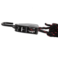 Sangles d'arrimage à cliquet en acier tressé solide de 6 mm, 1/4 pouce, 8 pieds, avec crochet en S, revêtement PP, noir et rouge, lot en vrac pour bateaux et benne de camion