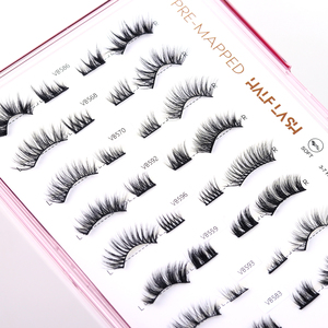 Vente en gros de faux cils à effet 3D, sans colle, emballage personnalisé, fournitures pour cils en bande, cils pré-collés, demi-cils - Product Image 6