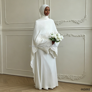 <span class=keywords><strong>Robe</strong></span> <span class=keywords><strong>de</strong></span> <span class=keywords><strong>mariée</strong></span> musulmane modeste avec manches cape et poignets en dentelle, Abaya blanche, <span class=keywords><strong>robe</strong></span> <span class=keywords><strong>de</strong></span> soirée pour invitées <span class=keywords><strong>de</strong></span> mariage à Dubaï - Product Image 1